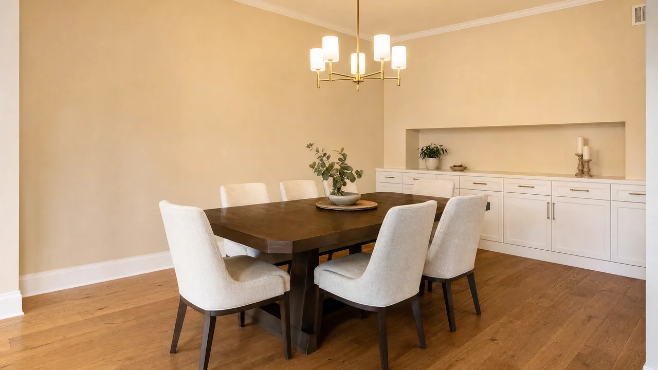 Dining room before wallpaper installation