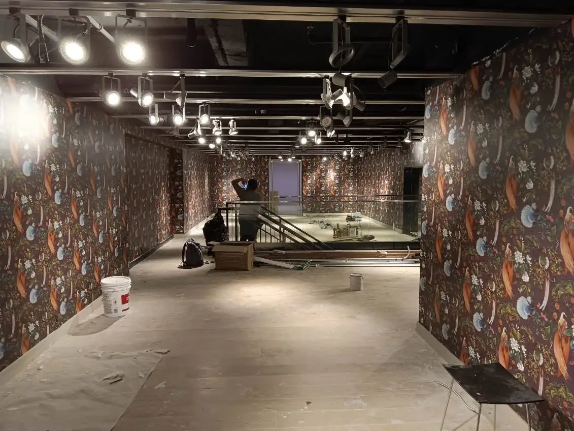 Type II vinyl commercial wallpaper installation