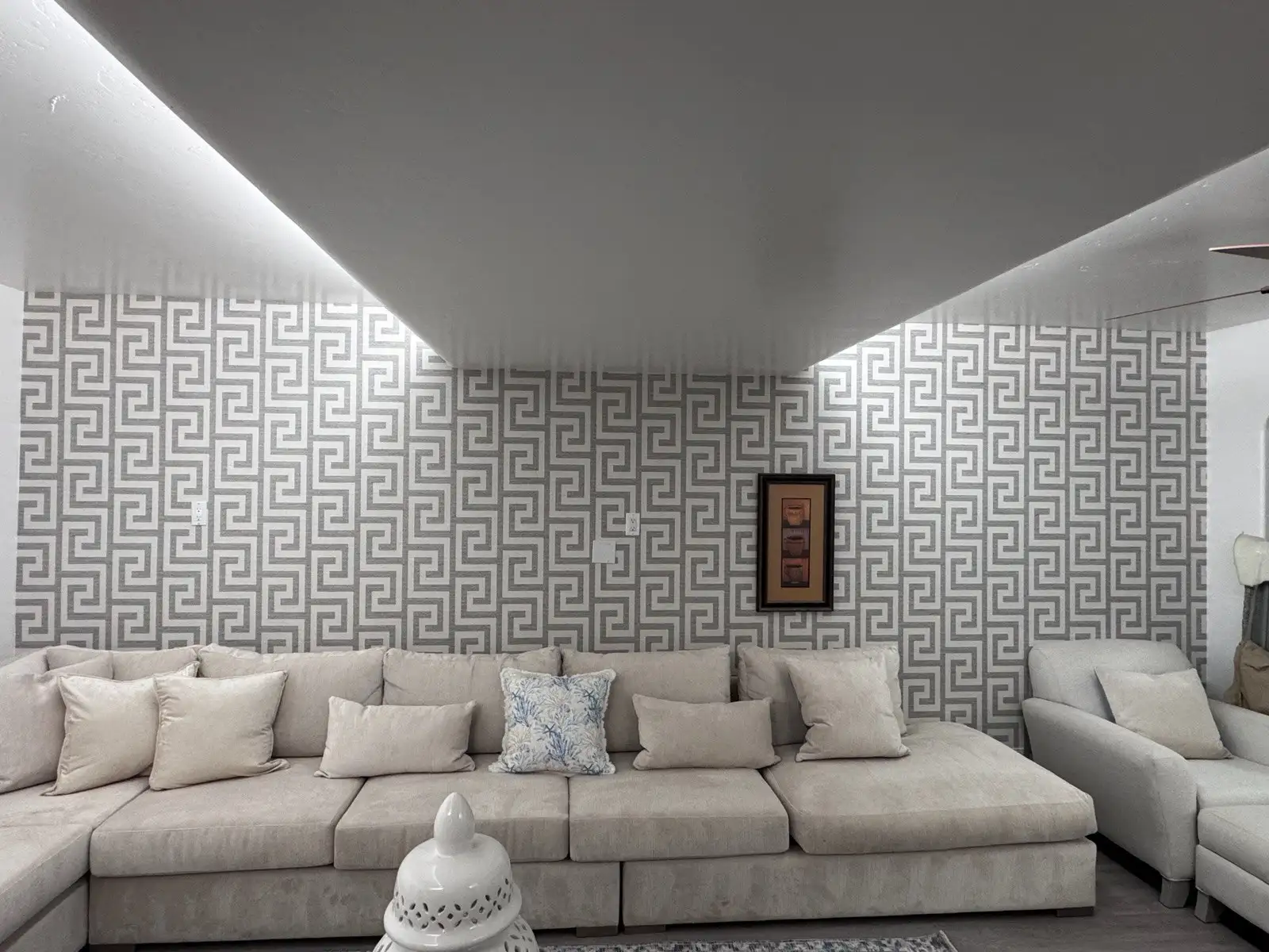 Professional wallpaper installation in a Dallas luxury home